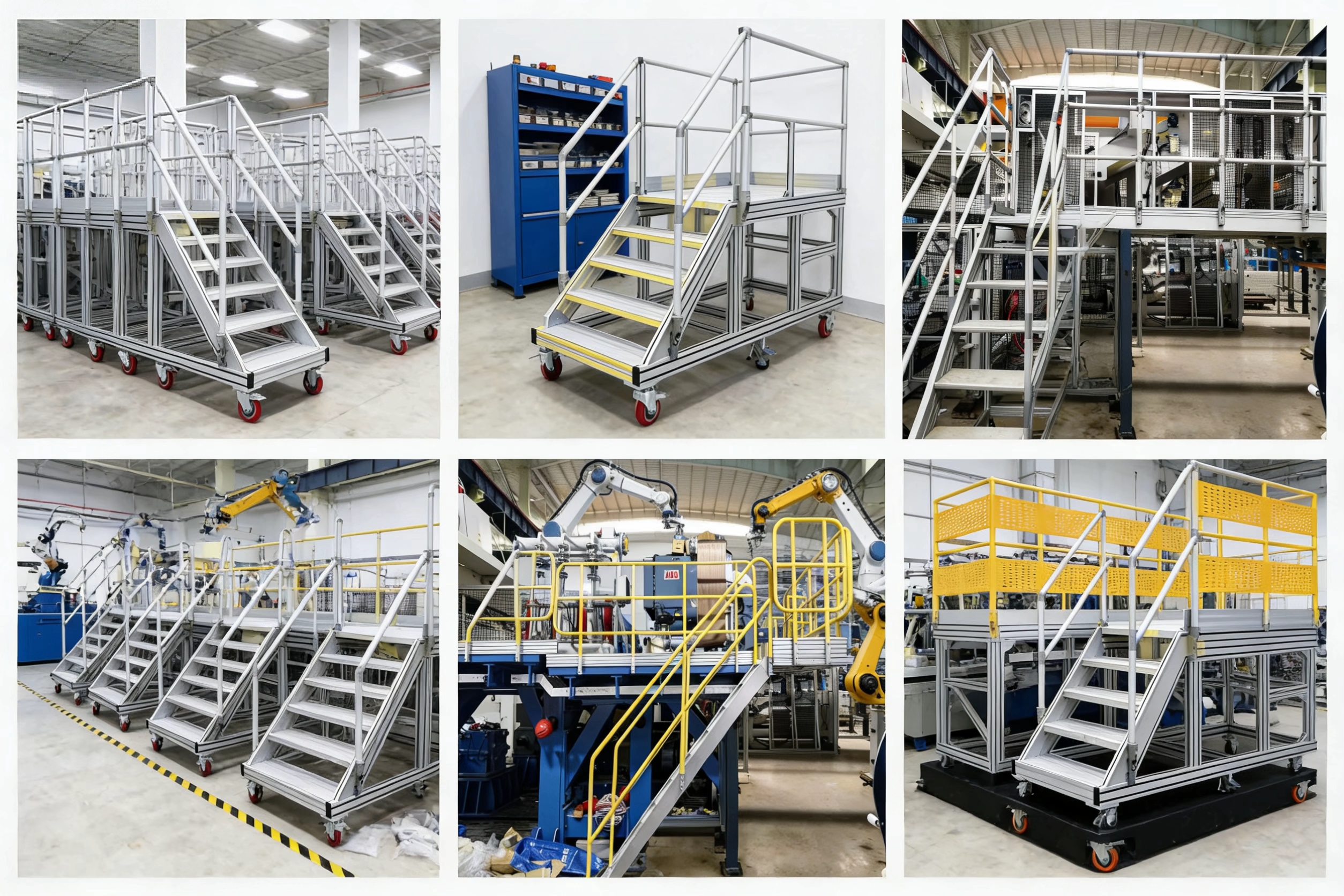 铝型材工业踏台扶梯：安全高效的工业登高解决方案(图1)